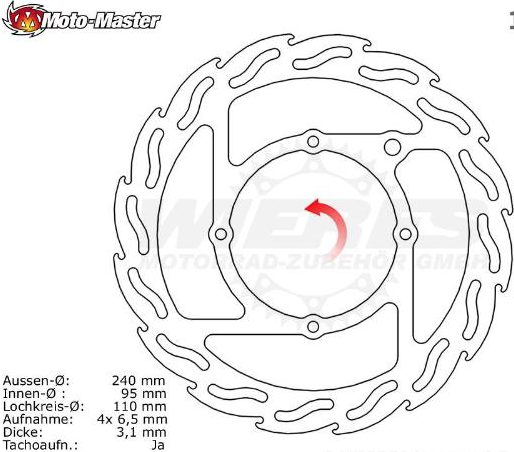 Moto-Master Bremsscheibe Flame 240 mm vorn 85ccm