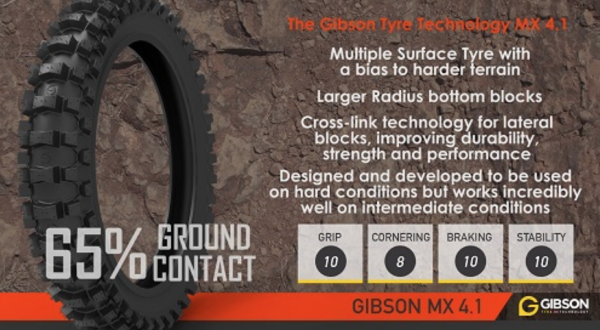 Gibson Tyres 3.00-10, TT, MX 4.2 rear, N.H.S, Stollenhöhe 17mm