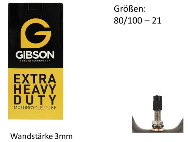Gibson Schlauch Cross, Zoll: 21, Extra HD 3mm, Ventil TR6, 3.00,3.25,80/100-21