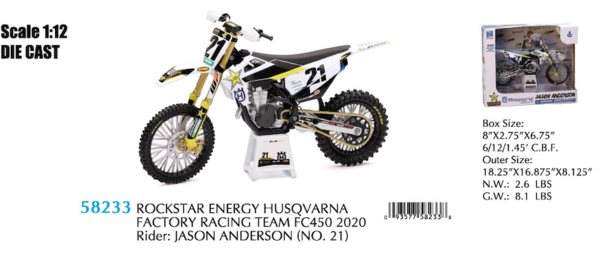 1:12 DC Rockstar Energy Husqvarna FC450 Jason Anderson No. 21